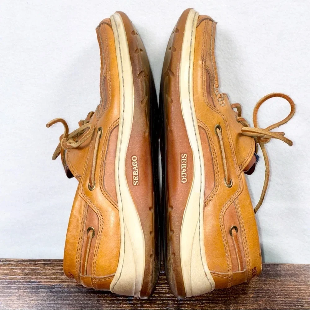 Sebago Becket Mens Boat Shoes Casual Tan Size 9M Leather Loafers Preppy Sailing